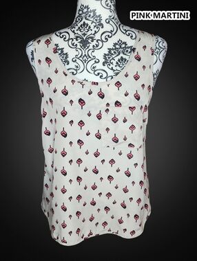 PINK MARTINI Sleeveless Pink Leaf Silky Top - XSmall